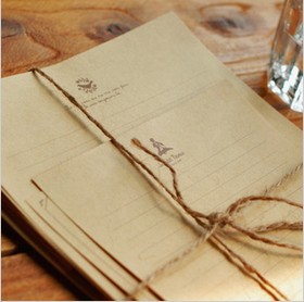 Free shipping vintage z250 cowhide paper letter pad set include 10 letter pad and 2 notes paper