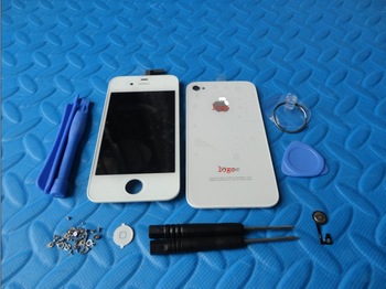Free shipping white glass lens touch Screen lcd digitizer for GSM apple iphone 4 4g and Screw & 