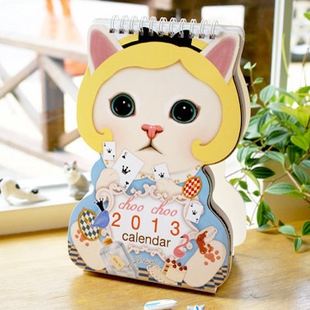 Free shippping Jetoy cartoon cat style desk calendar calendrical 2014 calendar