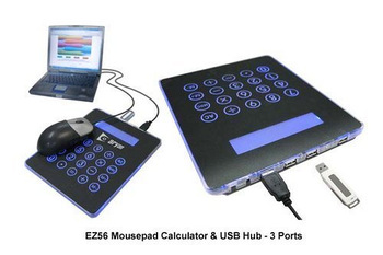Freeshipping 1pcs/lot 4 port USB HUB Mousepad calculator for PC Laptop Novelty gift