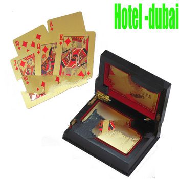 Grand Hotel 1 Piece Retail Support No-Pollution 99.9% Pure 24 Carat Gold Foil Plated PET Gold  Playi