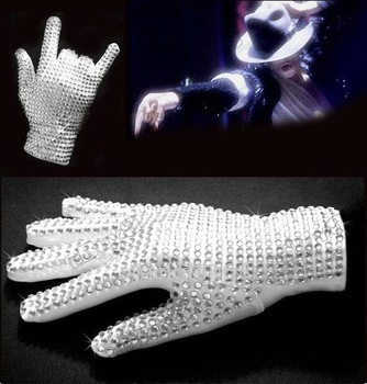 HOT Michael Jackson Style White Glove with Brilliant Crystal Commemorative MJ free shipping