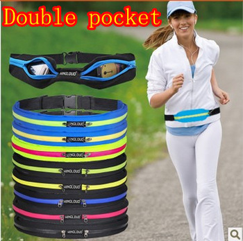 HOT Sale! New 2013 High Quality Outdoors Waterproof double zipper belt Gym Bags Running Sports Doubl