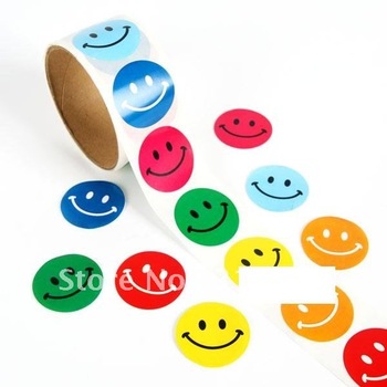 Happy Smiling Face Stickers Labels 4x100pcs 6 assorted colour Presents Gifts Stickers