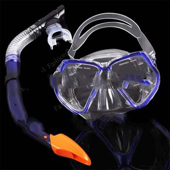 Hot ! New 2013 Dark Blue Scuba Diving goggles Equipment Dive Mask + Dry Snorkel Set Scuba Snorkeling