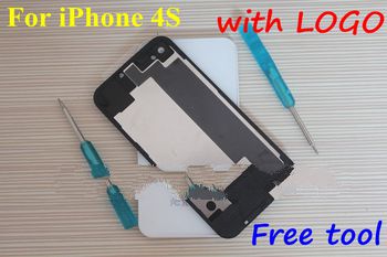Hot New Replacement Black/white Glass Battery Cover Back Housing for iPhone 4S with 2 pcs open tools