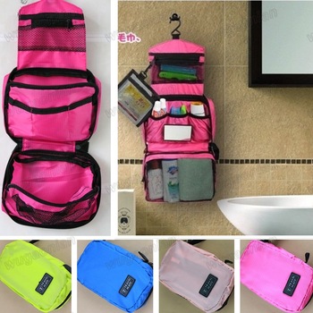 Hot Pink Travel Cosmetic Toiletry Purse Holder Beauty Bag Organizer Cosmetic Bags Free Shipping 1pcs