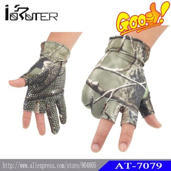 Hot Sale!!!1PAIR Gloves 3 Cut Finger FISHING Gloves Anti water water proof camouflage Free Shipping