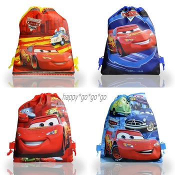 Hot Sale,4Pcs Cars Kids Drawstring Backpack School  Bags Kids Shpping Handbags,Non-woven Material 34