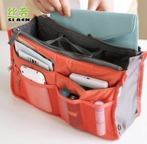 Hot Sale Bag in Bag Organizer Bags Portable Travel Bags Double Zips Handbag Free Shipping