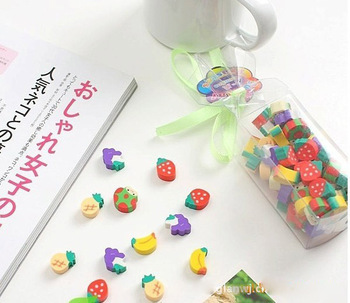 Hot Selling 2013 Lovely Cartoon Mini Fruit Shape Eraser 500Pcs Creative Simulation Erase Best Gifts 