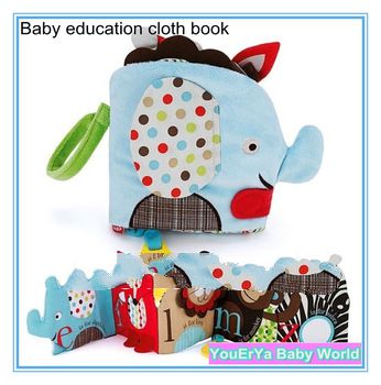 Hot sale 2013 Skiphop elephant baby education cloth book mobile music rattle toy for kids