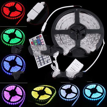 Ip65 waterproof led strip light 5050 smd 300led 5M RGB led rope +44key IR remote controller  free sh