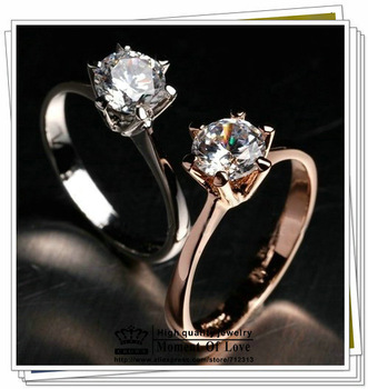 Italina brand 1PC Free shipping new 18K Gold Plated Classic design 1 carat 6mm simulated diamond wed