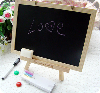 Korea stationery the log Large double faced small blackboard whiteboard message board can hang type 