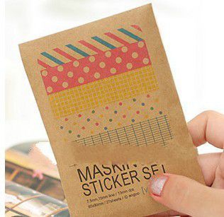 Masking sticker paper /vintage file bag multi-functional paper tape /27pcs a set ,Pastel
