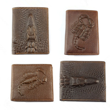 Mens high quality crocodile scorpion genuine leather wallet cowhide wallet male new short design wal