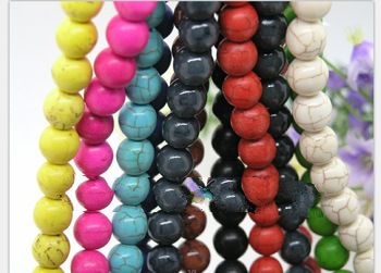 Min Order 10USD Free Shipping 8mm 50pcs Natural Howlite Turquoise Stone Round Loose Bead For Bracele