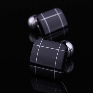 Min. Order is $10 (mix order). Black agate white shell - French shirt cuff man black cufflinks, welc