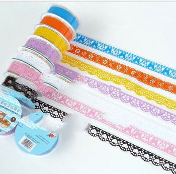 Min Order is $5,(1 Lot =3 Pcs) DIY Scrapbooking Products Diary Decoration Stickers Album Lace Tape F