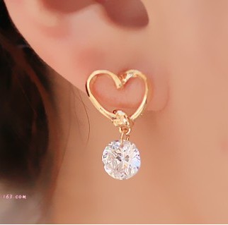 Min order $10(MIX) Vintage Earrings Love With Zircon Fashion Jewelry Free Shipping