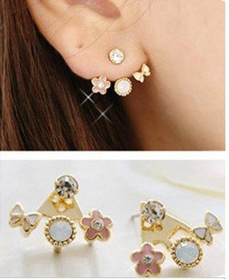 Min.order is $10 (mix order) 2012 New Arrival Free Shipping  Cute Flower Pink Stud Earrings  New Fas