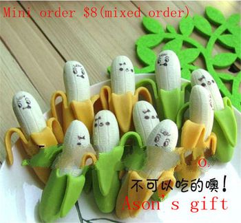 Mini Order $8 (mixed) Banana Eraser/ Novelty eraser / Rubber Eraser/ kids Gifts food shaped erasers 