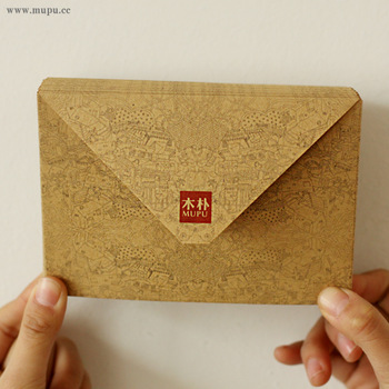 Mupu wood cowhide paper envelope vintage envelope