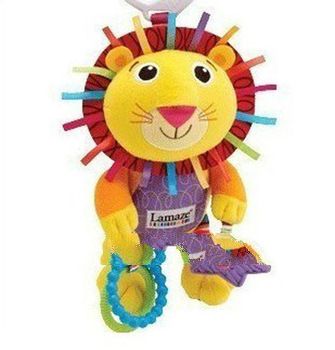 Musical lion 1pcs 9.5" discount sales promotion Lamaze plush educational bed bell toy,yellow la