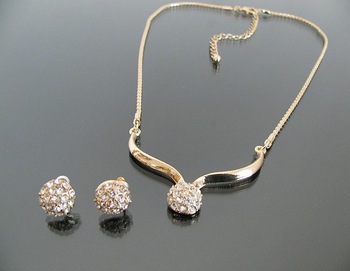 N0651 Vintage jewelry gold plated Fashion full rhinestone jewelry sets stud earrings necklaces TP2.9