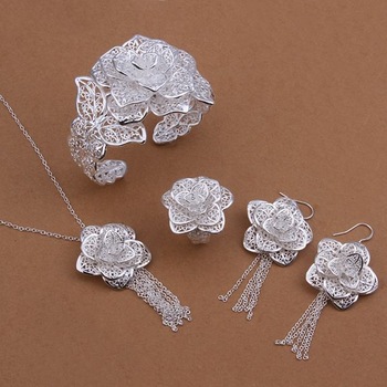 New Arrivals Hot 925 Stamped Silver Plated Women Jewelry Sets with Necklaces & Earrings Best Bir
