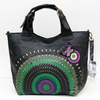 New Black Butterfly DESIGUAL womens handbag Messenger shoulder Bag size: 43cmx16cmx32cm