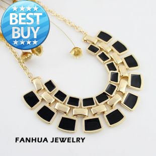 New Coming Gold Alloy Fashionable Hollow Out  Enamel Punk Statement Necklaces