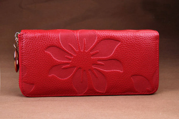 New Designer Genuine Leather women's wallet Flower Pattern Ladies Purse Name Brand Clutch Bag BB