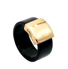New Fashion jewellery 18K gold plated black finger big Glossy face ring for women girl nickel free R