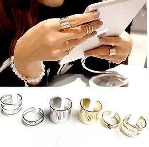 Newest  3 pcs Shiny Punk Polish Gold Stack Plain Band Midi Mid Finger Knuckle Ring Set high quality 