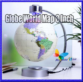 Newest!! 8 Inch Globe White Color World MapBall Magnetic Levitating Desktop Technology Educational G