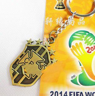 Soccer Keychain For Brazil World Cup Badge Metal Soccer Fans Keychain Qualtiy Key Rings Package by C