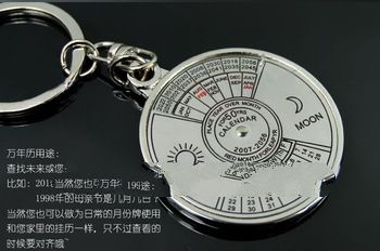 Super Perpetual Calendar Unique Metal Key Chain Ring 50 Years Keyring KeyChain Free shipping