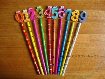 children's cartoon number standard wood pencils, pe12011-20 stationery, great gift for kids birt