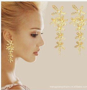 fashion Golden Leaf Flower Tassel Earrings   Y171-2-12.5 wholesale 50D
