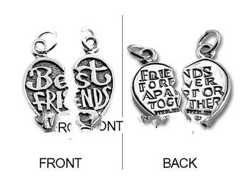 free ship 5pair a lot fashion alloy antique silver best friends charm pendants jewelry