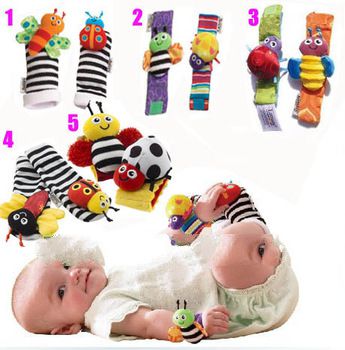 free shipping 4pcs/set  baby rattle toys Lamaze Garden Bug Wrist Rattle Foot Socks