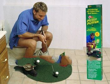 free shipping Potty Putter Toilet Golf Game Mat for Avid Golfer new novelty toys