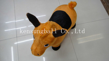 jumping animal Horse with Light Brown fabric plastic inflatable baby kids Ride-On outdoor toy Bouncy