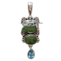 Silver Pendant with Blue Zircon