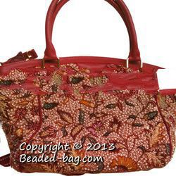 2013 Classic Leather Beaded Handbag | PERANAKAN Beaded Bag