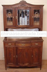 Carved French Country Oak Buffet China Cabinet Hutch