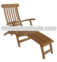 Teak outdoor patio steamer deck chair.