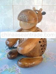 Thai hand made OTOP coconut shell lamp (Hippo)